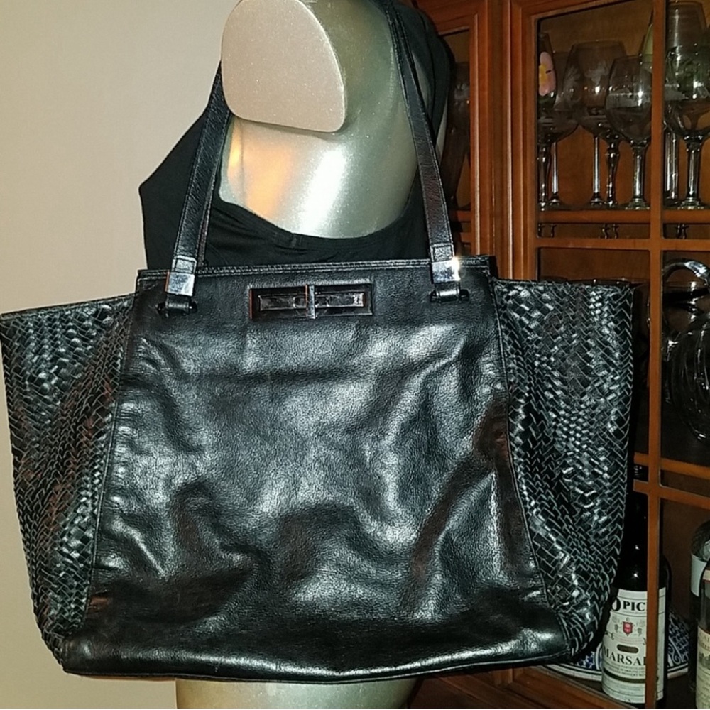 Elliott Lucca Pebbled and Woven Leather Tote
